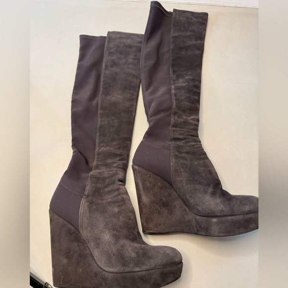 Stuart Weitzman Demiswoon OTK Suede Wedge Boots | Size 7 | Classic Over-The-Knee - Picture 1 of 12